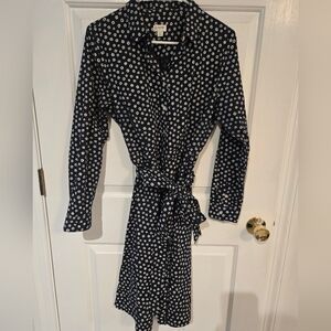 Jcrew Navy Flower Shirtdress